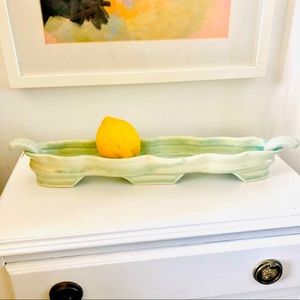 handmade studio pottery piece mint green